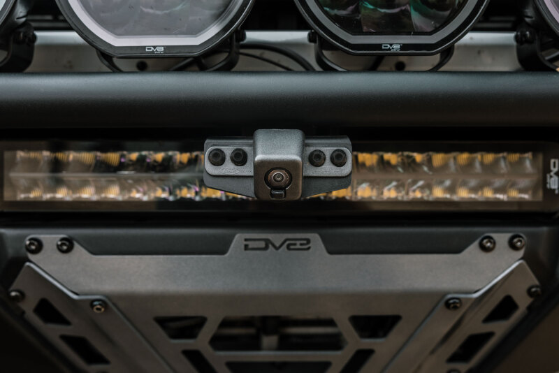 Ford Bronco Raptor Camera Relocation Bracket - Front - DV8 Offroad - Micro-Texture Black Powder Coated - `21-`26